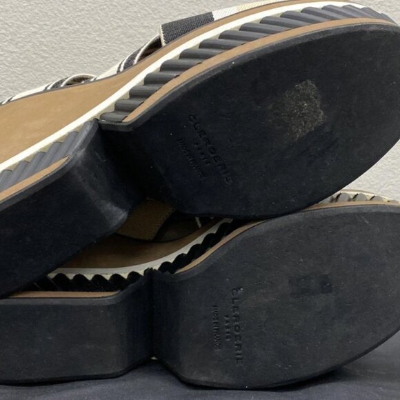 Robert Clergerie Paris Black & Tan Wedge Platform Sandals Sz 38 - Picture 4 of 5